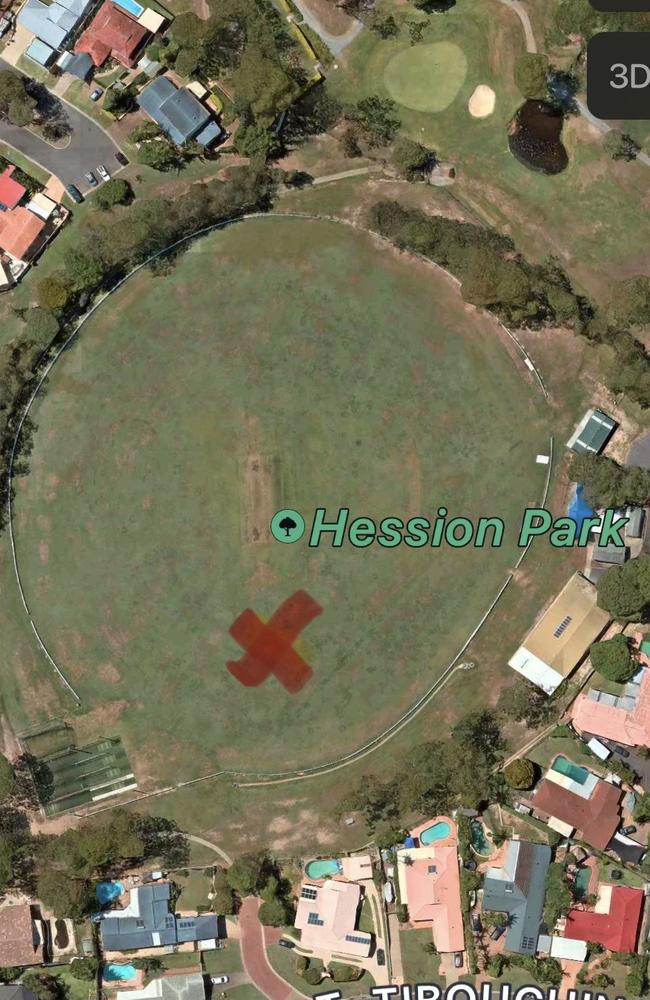 Helensvale cricket club's home ground, Hession Oval, marked with fire ants. Picture: Supplied