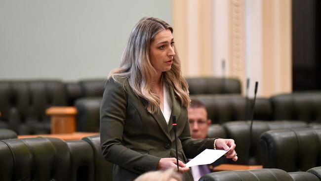 Currumbin MP Laura Gerber speaks during Question Time at Parliament House in Brisbane. Photo: NCA NewsWire / Dan Peled