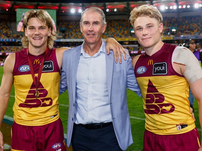 And after Marcus presented Will with the Marcus Ashcroft medal in May this year. Picture: Russell Freeman/AFL Photos