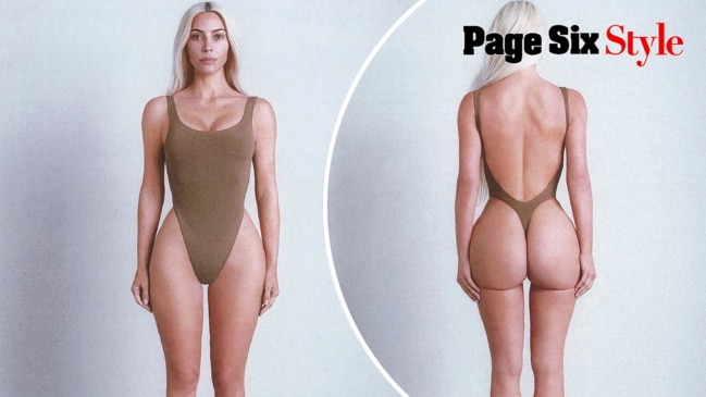 Kim Kardashian bares her butt modeling sexy thong bodysuit for Skims