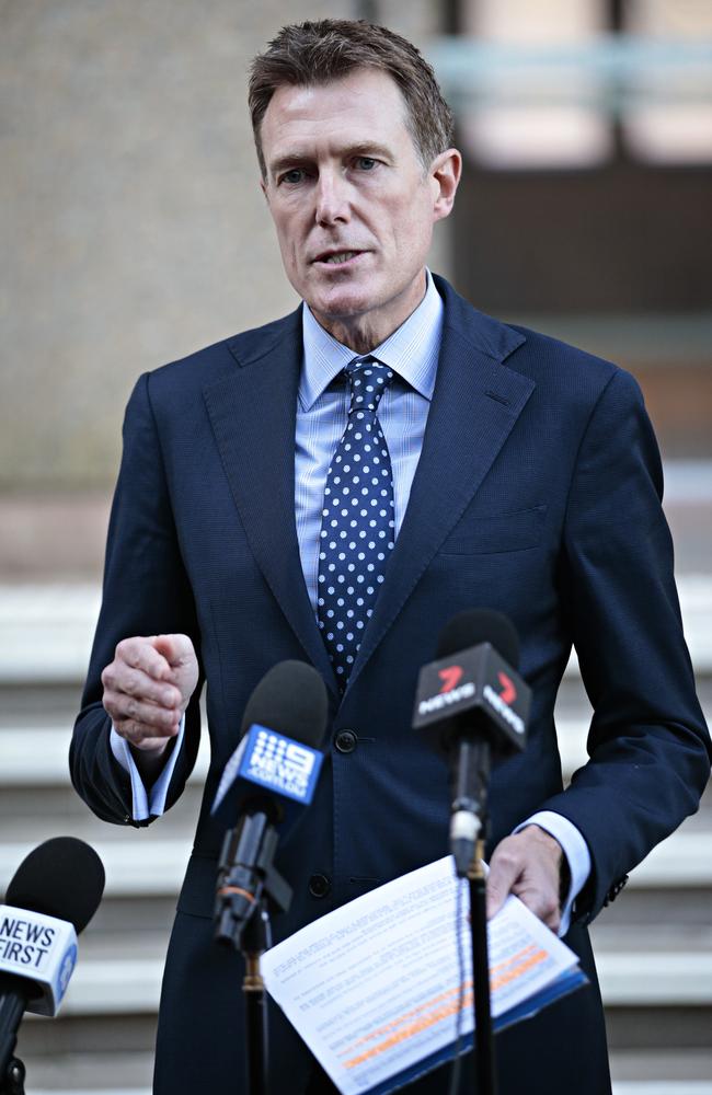 SYDNEY, AUSTRALIA- News Wire photos MAY 31 2021-Christian Porter speaking to the media at the Queens Square Supreme Court in Sydney. Picture: Adam Yip