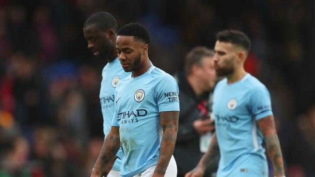 Raheem Sterling of Manchester City with a rare disappointment.