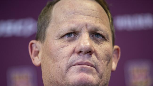 Maroons coach Kevin Walters is seen speaking to media during a press conference at Rugby League Central Queensland offices, Brisbane, Monday, July 1, 2019. (AAP Image/Glenn Hunt) NO ARCHIVING