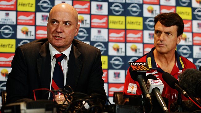 Demons chief executive Peter Jackson and new coach Paul Roos. Picture: Tim Carrafa