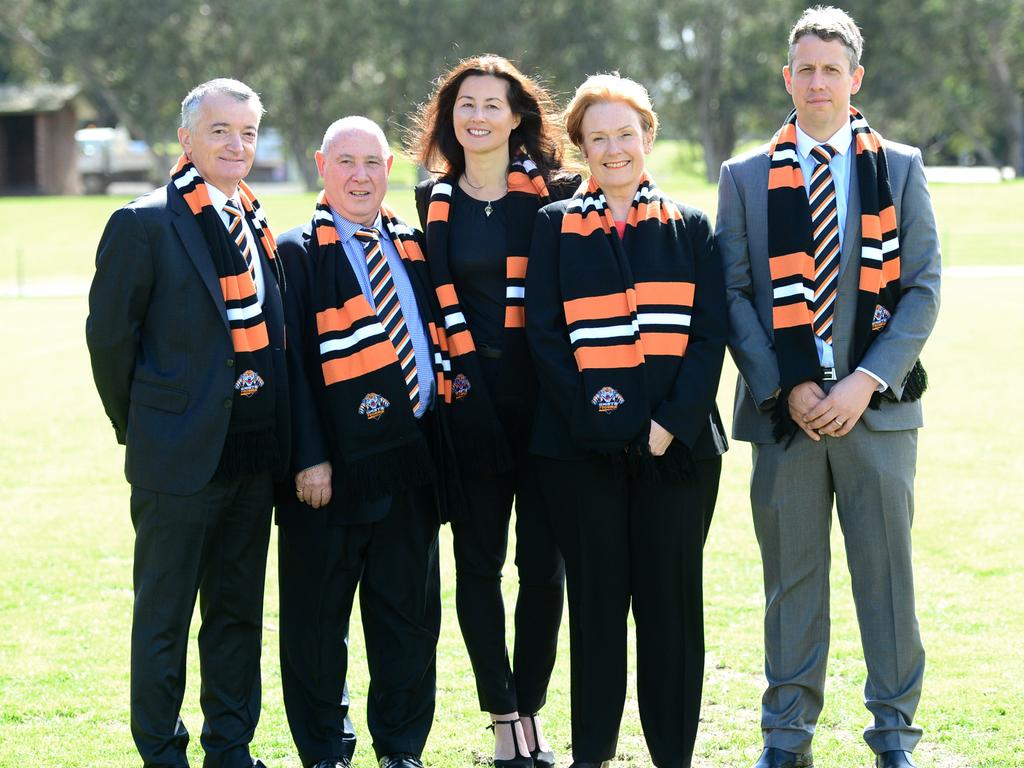 Tony Andreacchio (second from left) with the former Wests Tigers board in 2014. Picture: Jeremy Piper