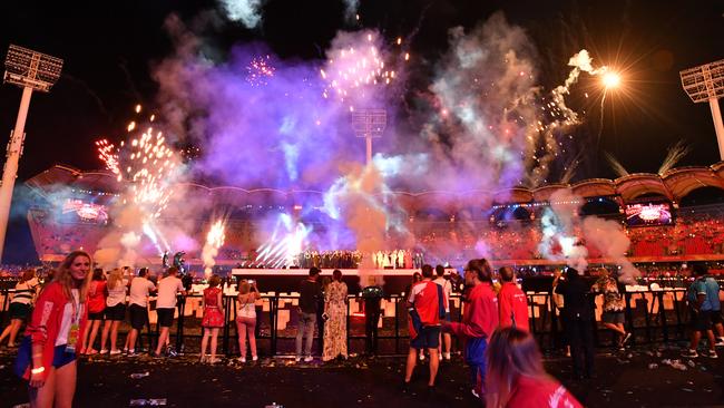 The closing ceremony of the XXI Commonwealth Games on the Gold Coast in 2018. The Games were conducted on a different model to Victoria’s proposed multi-regional event. Picture: AAP Image/Darren England