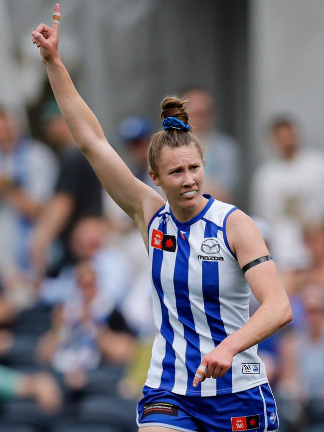 Randall is a key cog for the undefeated Roos. Picture: Dylan Burns/AFL Photos via Getty Images