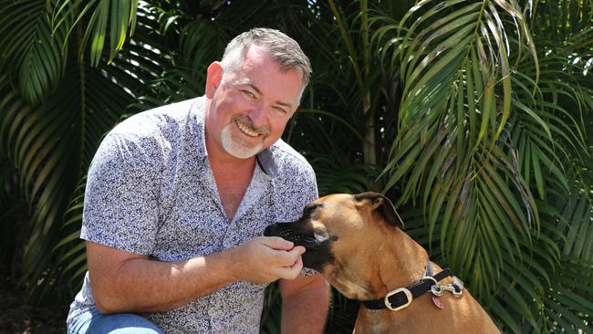 Michael Kerr with Max' outside the soon-to-be-developed indoor animal shelter at Craiglie, near Port Douglas.