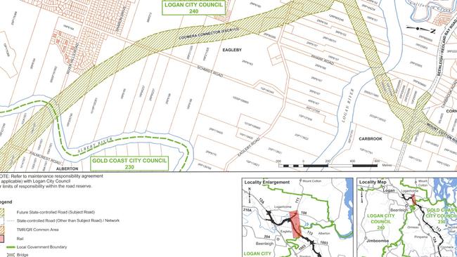 The road crosses eight acreage properties before crossing the Logan River to Carbrook, where it links up to Beenleigh-Redland Bay and Mt Cotton Rd.