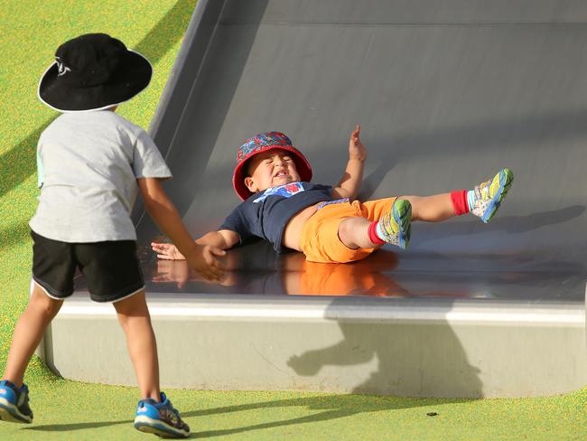 This is the second slide to be closed after parents raised safety concerns at the speed of kids riding down its tunnel and the height and type of cushioning at its ending. Picture: Sam Ruttyn