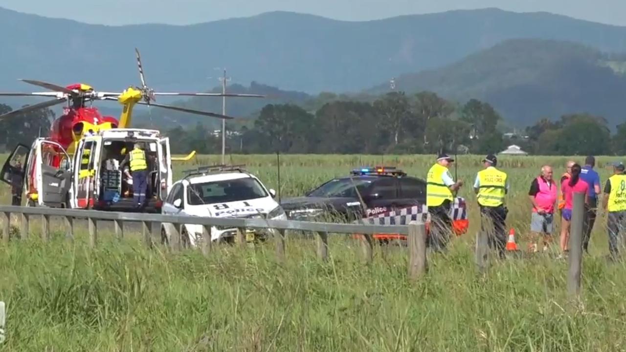 Mr Carman was flown from the scene. Picture: 9 News