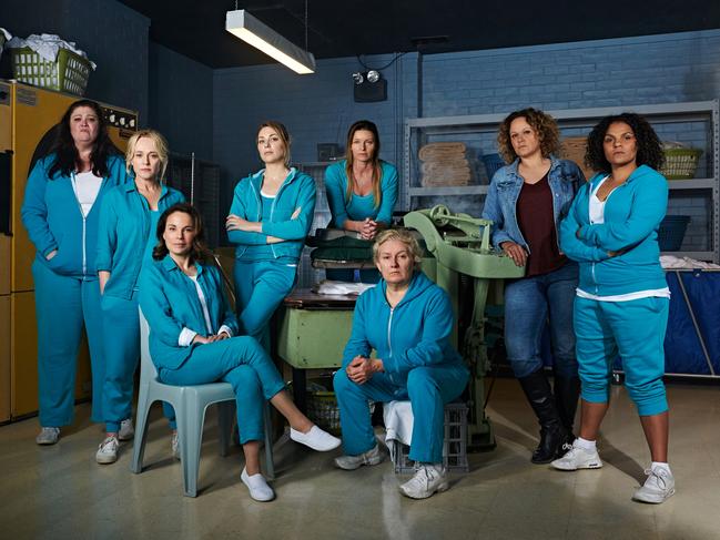 Foxtel's Wentworth cast, including Sigrid Thornton (bottom left).