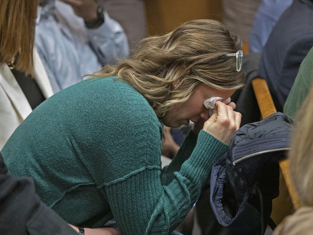 Krystyna Baldwin, stepmother of Madisyn Baldwin, one of the students killed by the Oxford, Michigan high school shooter Ethan Crumbley, reacts to the jury's verdict of guilty on four counts of involuntary manslaughter for Jennifer Crumbley. Picture: Getty Images/AFP