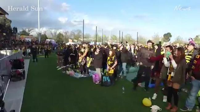 Tiger fans celebrate at Punt Rd