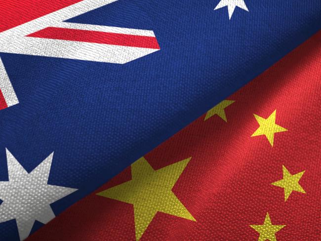 China and Australia flag together realtions textile cloth fabric texture