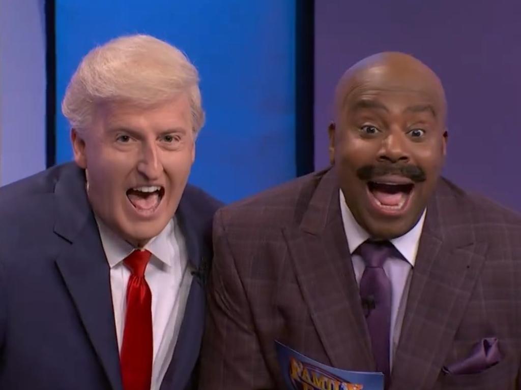 James Austin Johnson as Donald Trump and Kenan Thompson as Steve Harvey. Picture: Supplied