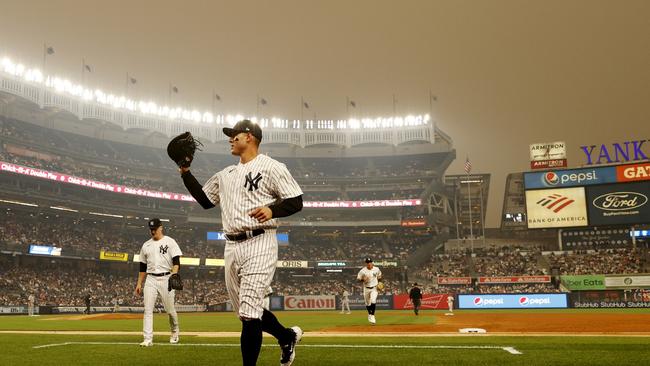 Smog over Yankees Stadium in New York. (Photo by Sarah Stier/Getty Images).