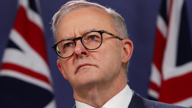 SYDNEY, AUSTRALIA - JULY 08: Australian Prime Minister Anthony Albanese speaks during a joint press conference with NZ Prime Minister Jacinda Ardern (not in frame) on July 08, 2022 in Sydney, Australia. It is the first Australia-New Zealand leaders' meeting to be held since before the coronavirus pandemic. (Photo by Lisa Maree Williams/Getty Images)