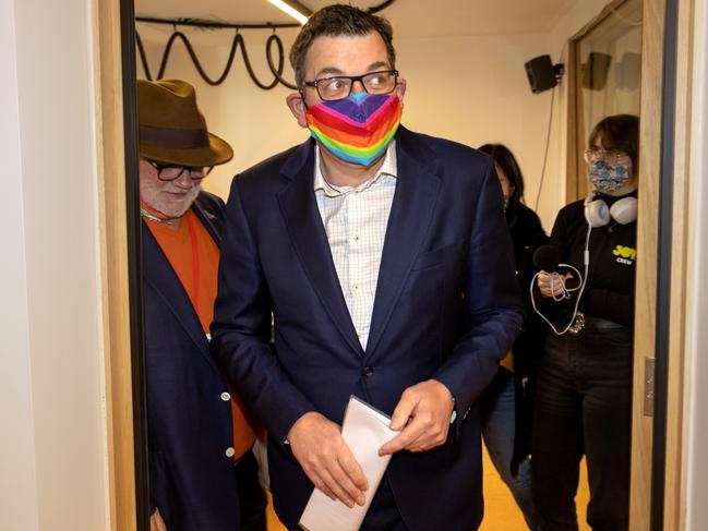 Victorian Premier Daniel Andrews’ mask is a fashion statement.