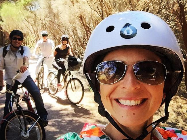 Cecilia Haddad takes a bicycle ride with friends. Picture: Facebook