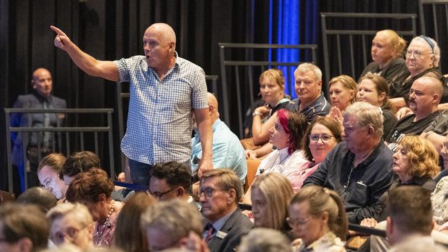 Brendan Long attempts to ask a question at the Toowoomba Community Safety Forum at Empire Theatre. Picture: Kevin Farmer