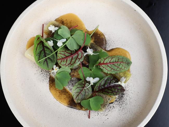 Little Red Robin’s leek, sorrel and chestnut dish. Picture: Jenifer Jagielski