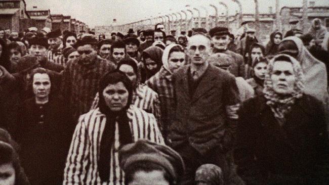 Prisoners during liberation of Auschwitz.