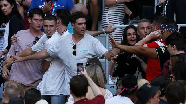 An incident unfolded at the Australian Open while innocent bystanders watched on. Picture: Michael Klein