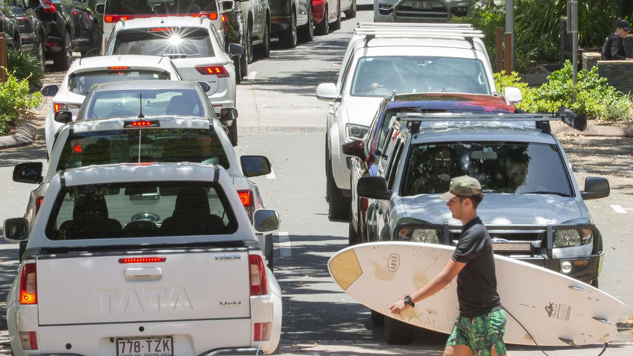 Likely scene: A traffic jam on Hastings street in Noosa as crowds pack in to the popular tourist town. Picture: Lachie Millard