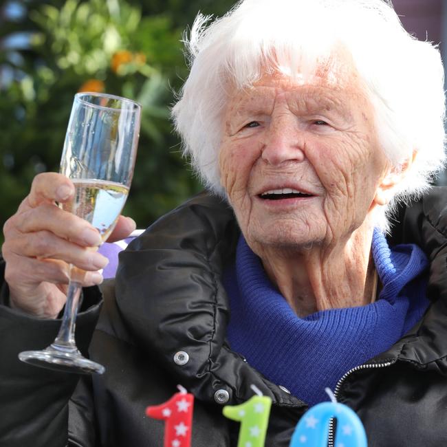 Cheers to me. On Friday, South Australia’s oldest person, Catherina van der Linden, will celebrate her 110th birthday. Picture Dean Martin