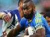 Parramatta's Semi Radradra crashes through during NRL match Canterbury Bulldogs v Parramatta Eels at ANZ Stadium. pic. Phil Hillyard