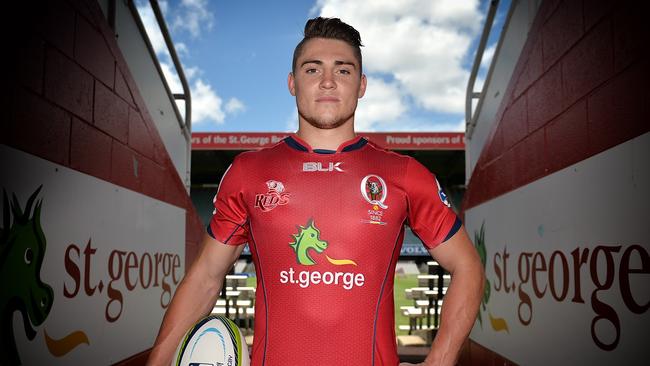 BRISBANE, AUSTRALIA - JANUARY 06: (Editors note: Digital filters have been used to process this image.) James O'Connor poses for a photo during a Queensland Reds media session at Ballymore Stadium on January 6, 2015 in Brisbane, Australia. (Photo by Bradley Kanaris/Getty Images)