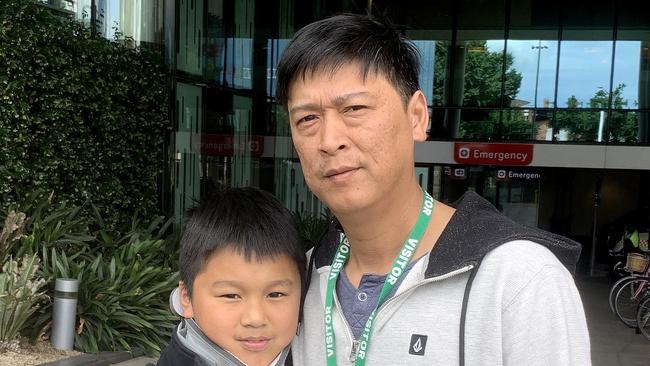 Vu Du and his son Madden at the Royal Children’s Hospital. Picture: Regan Hodge