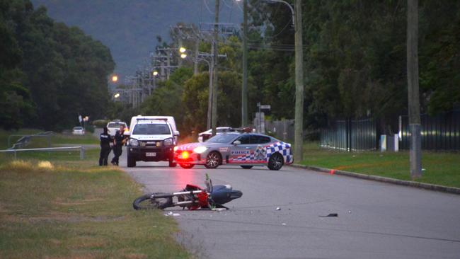 A male motorbike rider died after an alleged hit-and-run crash in the Townsville suburb of Heatley. Picture: Natasha Emeck