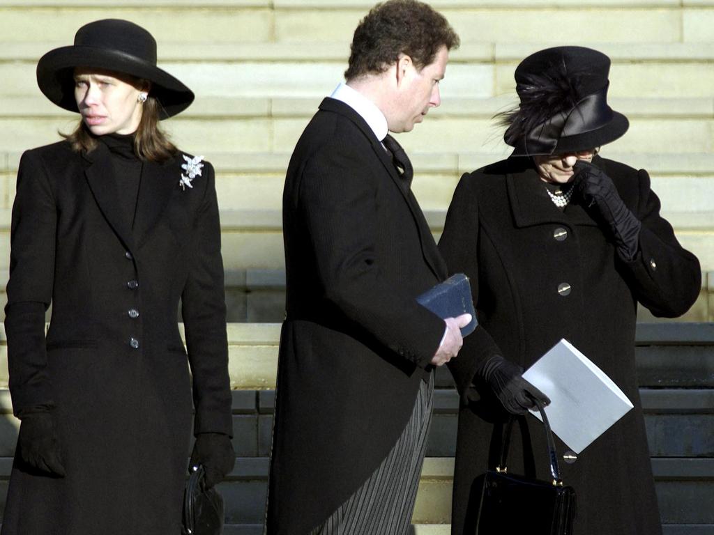 A rare display of emotion from the Queen, overcome with grief at her only sister’s funeral. Picture: AFP