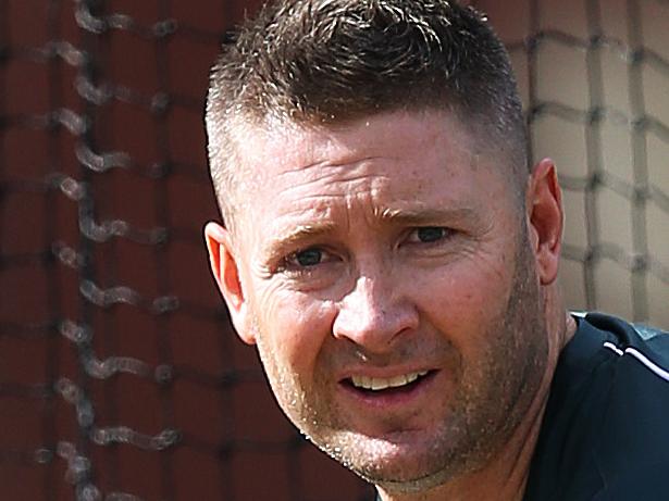 Michael Clarke has his first hit in the nets getting some throw downs at the SCG this morning. pic. Phil Hillyard