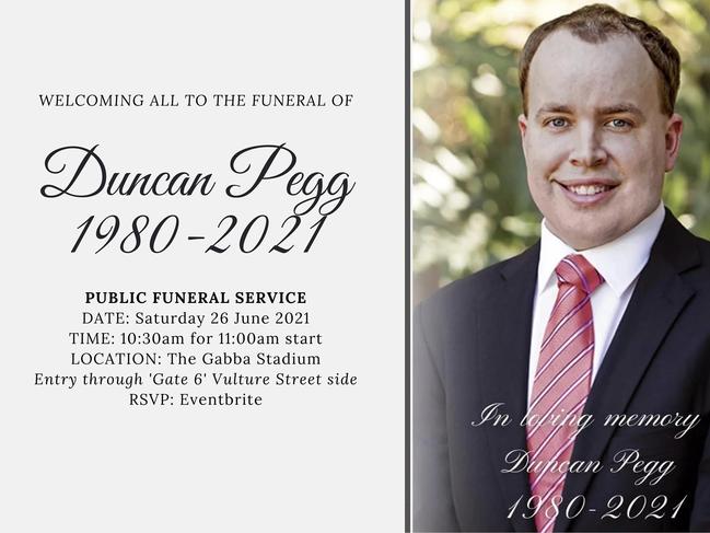 A funeral will be held for Stretton MP Duncan Pegg on 26 June.