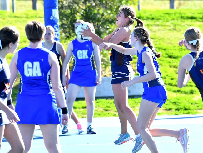 QGSSSA netball with Clayfield College, St Margaret's Anglican Girls' School and Brisbane Girls Grammar School.Saturday July 16, 2022. Picture, John Gass