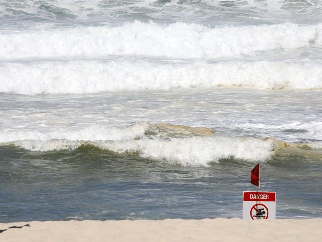 Five beaches on the Gold Coast remain closed on Wednesday as hazardous surf lashes the south east coast. Picture: NCA NewsWire/Tertius Pickard