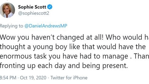 Screenshot of Sophie Scott's since-deleted Tweet. Picture: Twitter