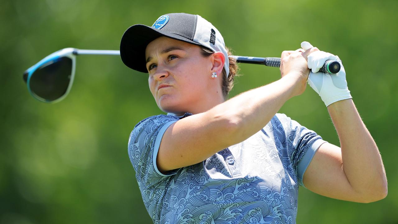 The tennis champ has swapped her racquet for golf clubs. Photo: Mike Stobe/Getty Images/AFP