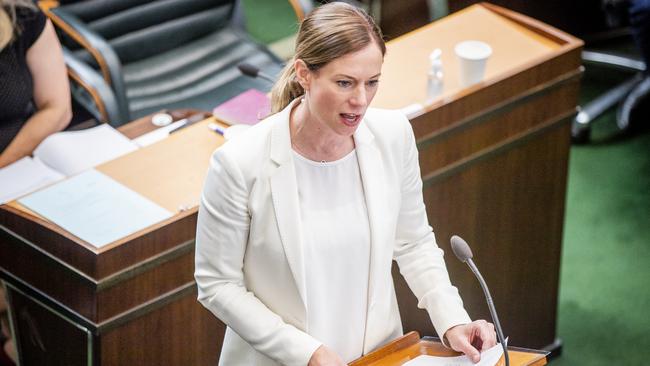 Rebecca White. Parliament question time in the House of Assembly. Picture: RICHARD JUPE