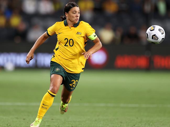 Sam Kerr and the Matildas are heading to Townsville. Picture: Mark Kolbe/Getty Images