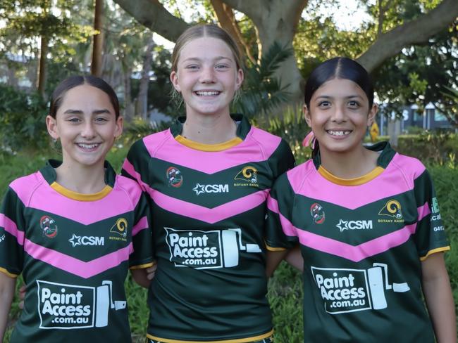 Quinn Smith, Sienna Knight and Teiki Christopher of Botany Rams. Picture: Kristen E Photography
