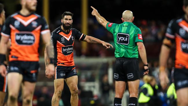 James Tamou was sent off for abusing referee Ben Cummins last week.