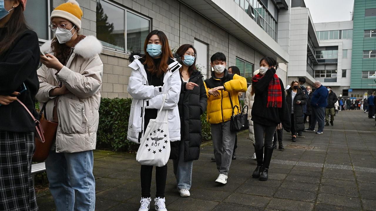 Members of the public queue for vaccinations in Glasgow, Scotland. Picture: Jeff J Mitchell/Getty Images