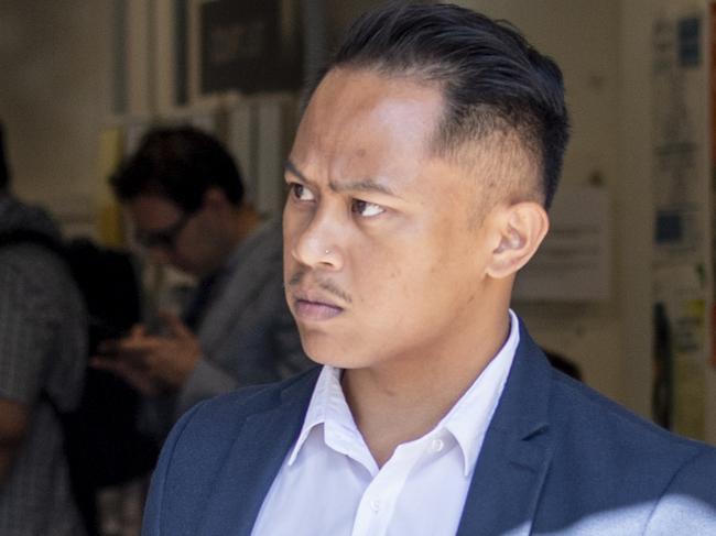 Newslocal  Southern Courier Jermaine Punzalan pictured walking out of Waverley Local Court on Tuesday, 8 December 2020. Jermaine Punzalan pleaded guilty to supplying drugsPicture / Monique Harmer