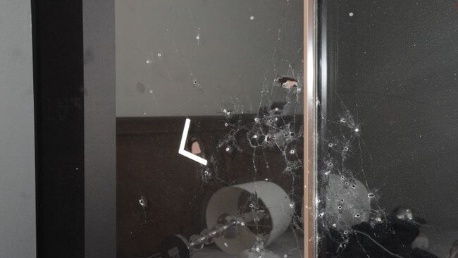 Crime scene photos of Peter Zdravkovic’s home riddled with bullets. Picture: ACT Supreme Court