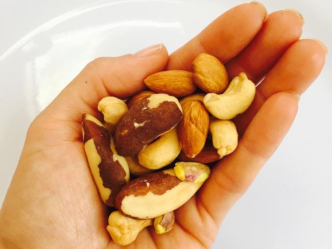 A perfect portion of mixed nuts. Picture: Kathleen Alleaume.