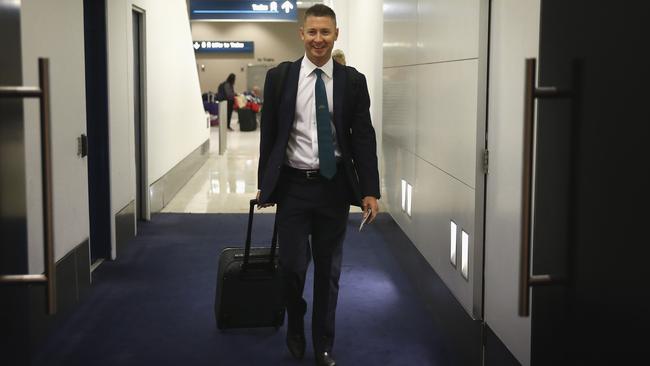 Australian captain Michael Clarke all smiles ahead of his departure for the West Indies